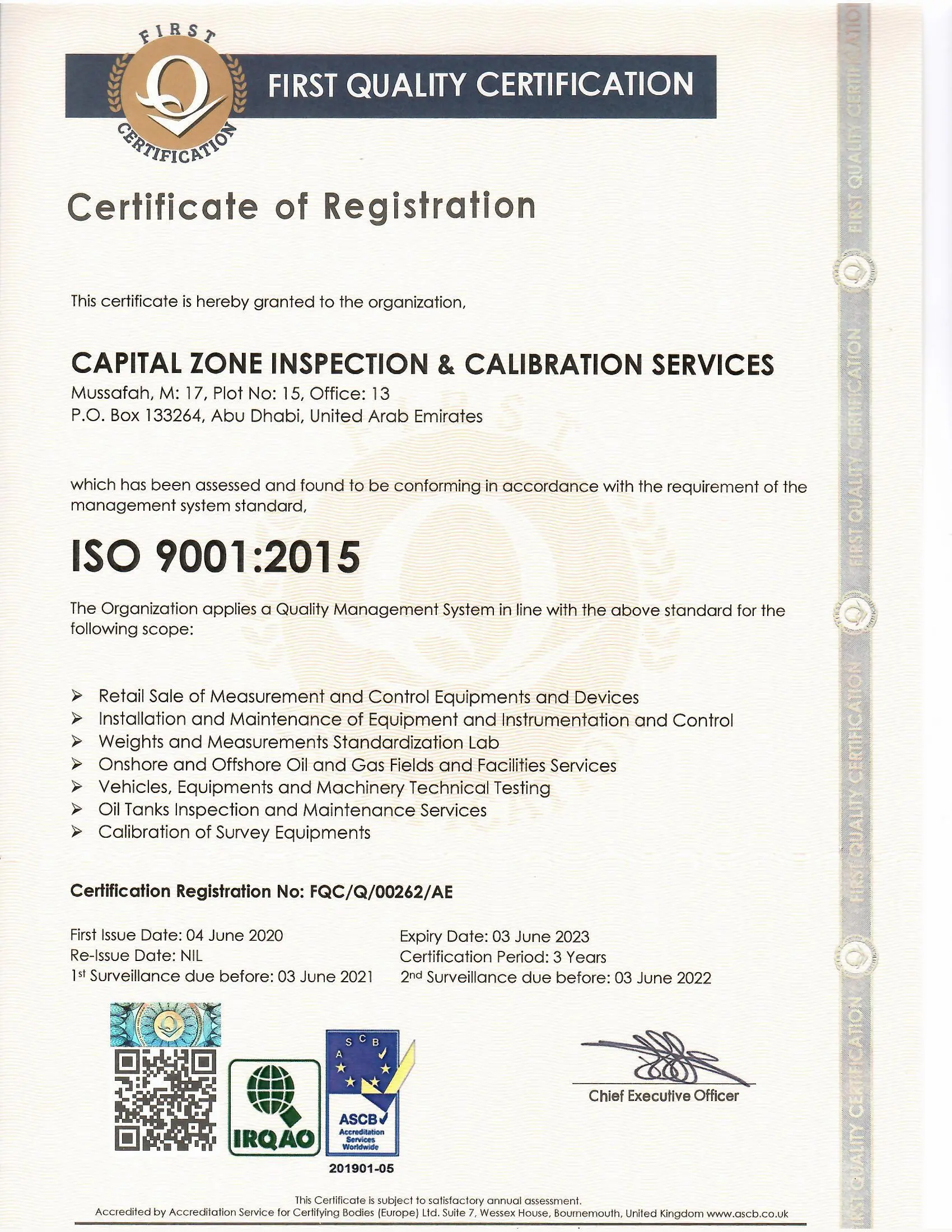 ISO 9001:2015 certificate